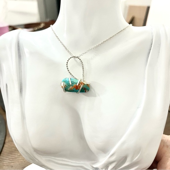 Spiny‎ oyster Turquoise Silver 925 Pendant artisan made - Picture 2 of 4